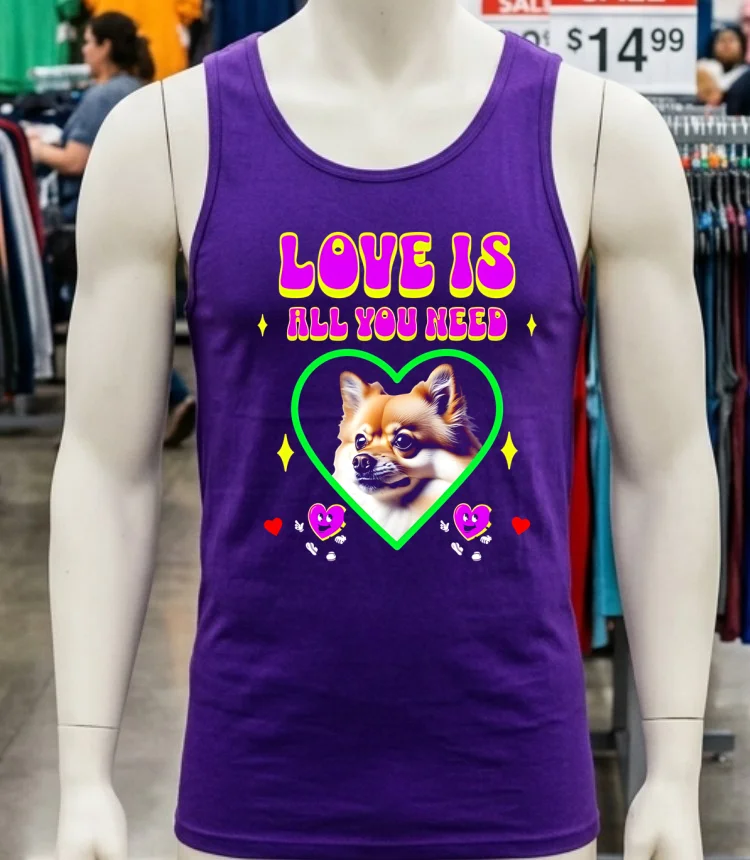 Love Is All You Need Pomeranian Dog Shirt - purple-shirt Love Is All You Need Pomeranian Dog Shirt Purple Shirt