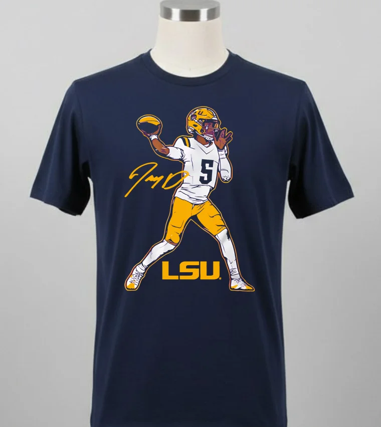 Lsu Football Jayden Daniels Superstar Pose Signature Style Shirt Balck Shirt 1