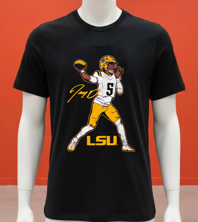 Lsu Football Jayden Daniels Superstar Pose Signature Style Shirt - balck-shirt Lsu Football Jayden Daniels Superstar Pose Signature Style Shirt Balck Shirt