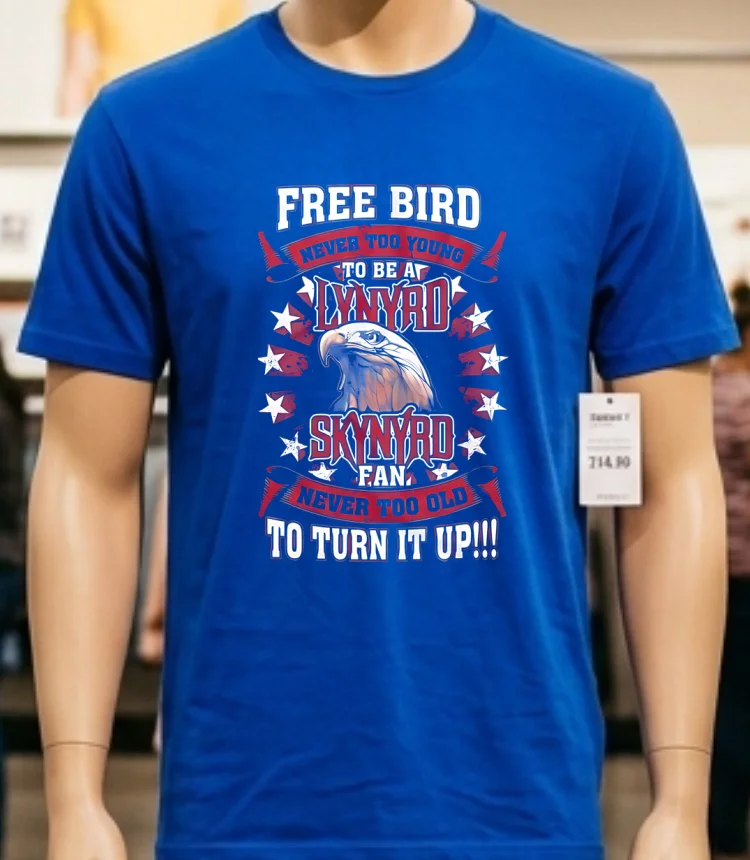Lynyrd Skynyrd Free Bird To Turn It Up Shirt - blue-shirt Lynyrd Skynyrd Free Bird To Turn It Up Shirt Blue Shirt
