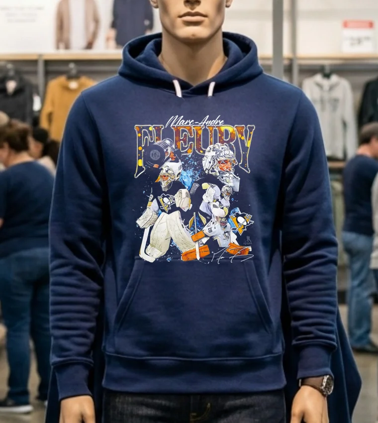 Marc Andre Fleury Black Pittsburgh Penguins Graphic Retro Shirt - navy-shirt Marc Andre Fleury Black Pittsburgh Penguins Graphic Retro Shirt Navy Shirt