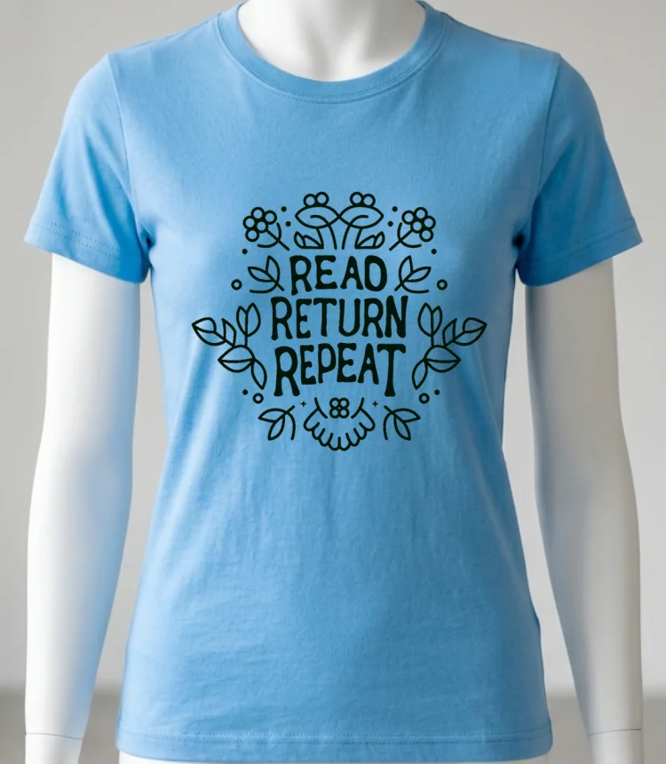 Marie Moreau Read Return Repeat Shirt - blue-shirt Marie Moreau Read Return Repeat Shirt Blue Shirt