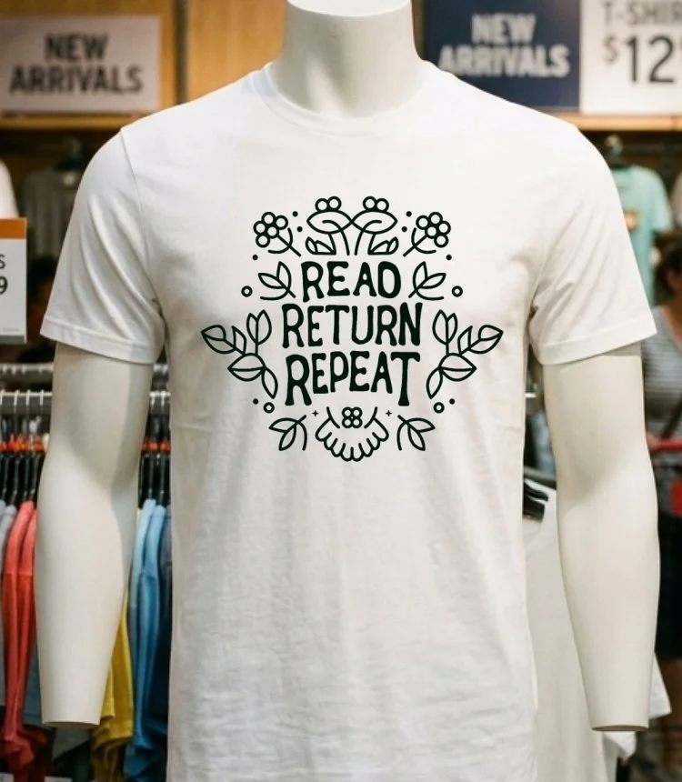 Marie Moreau Read Return Repeat Shirt - white-t-shirt Marie Moreau Read Return Repeat Shirt White T Shirt 1