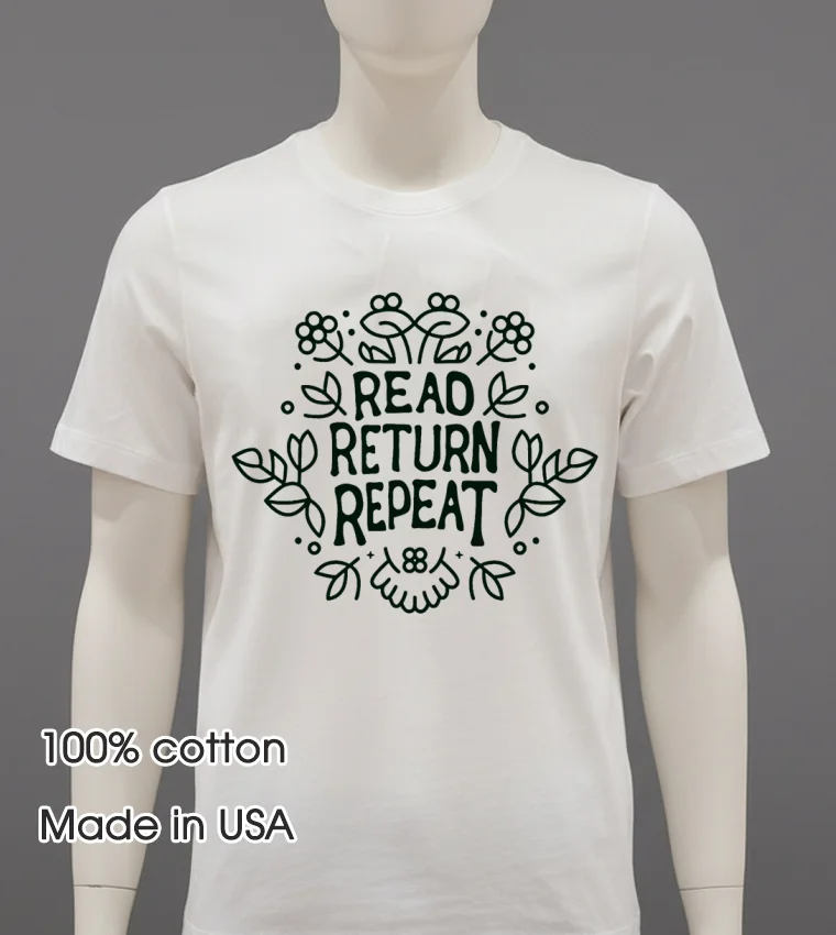 Marie Moreau Read Return Repeat Shirt - white-t-shirt Marie Moreau Read Return Repeat Shirt White T Shirt 3