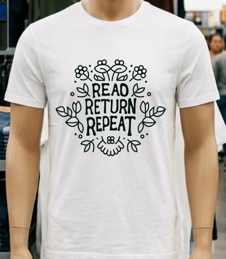 Marie Moreau Read Return Repeat Shirt - white-t-shirt Marie Moreau Read Return Repeat Shirt White T Shirt