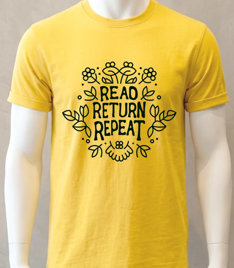 Marie Moreau Read Return Repeat Shirt - yellow-t-shirt Marie Moreau Read Return Repeat Shirt Yellow T Shirt