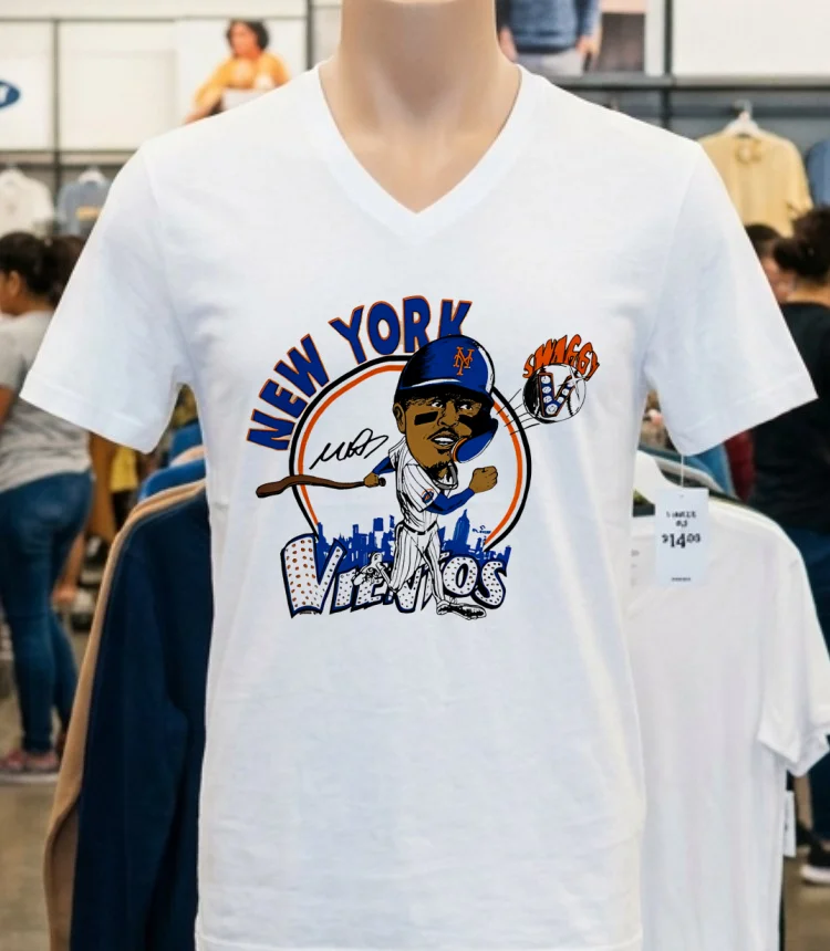 Mark Vientos Swaggy V New York Mets Caricature Cartoon Shirt - white-t-shirt Mark Vientos Swaggy V New York Mets Caricature Cartoon Shirt White T Shirt 4