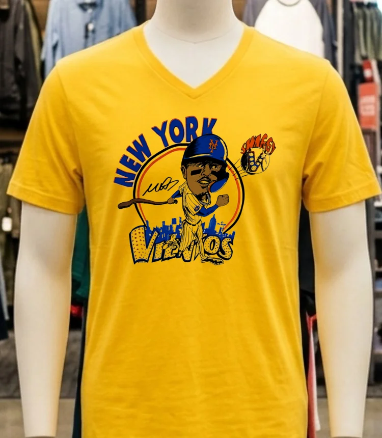 Mark Vientos Swaggy V New York Mets Caricature Cartoon Shirt - yellow-t-shirt Mark Vientos Swaggy V New York Mets Caricature Cartoon Shirt Yellow T Shirt 1