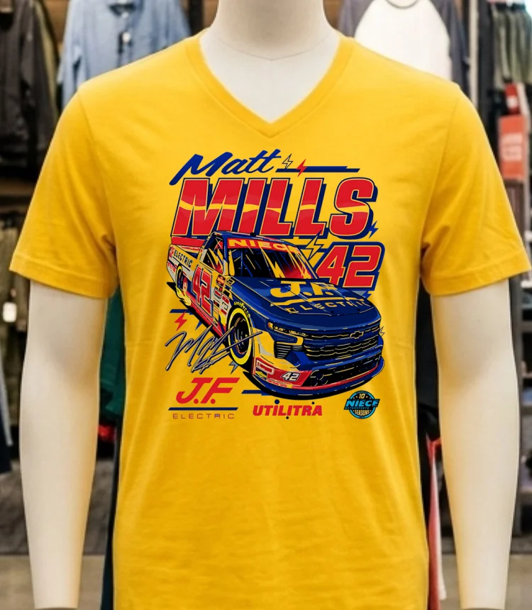 Matt Mills 2025 J.f. Electric Utilitra Graphic Shirt - yellow-t-shirt Matt Mills 2025 Jf Electric Utilitra Graphic Shirt Yellow T Shirt 1