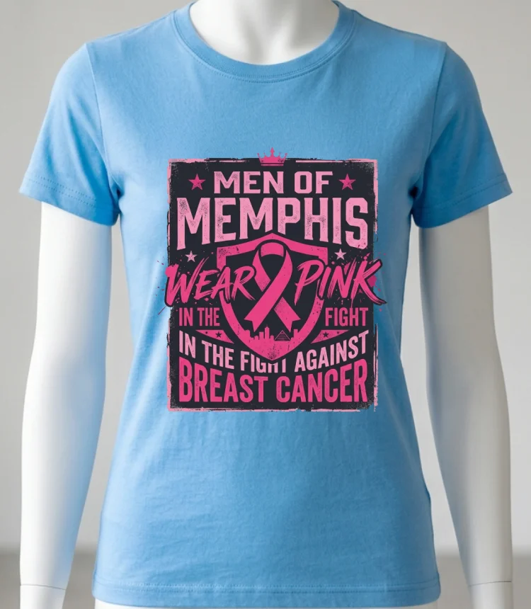 Men Of Memphis Wear Pink In The Fight Against Breast Cancer T Shirt - blue-shirt Men Of Memphis Wear Pink In The Fight Against Breast Cancer T Shirt Blue Shirt