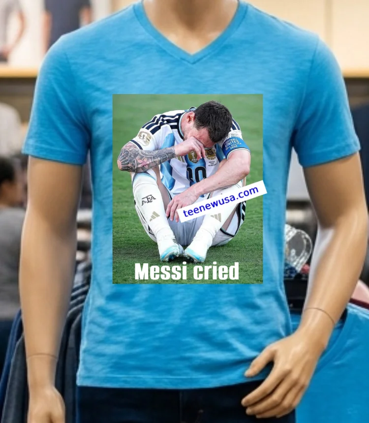 Messi Cried Meme Funny T Shirt Blue Shirt