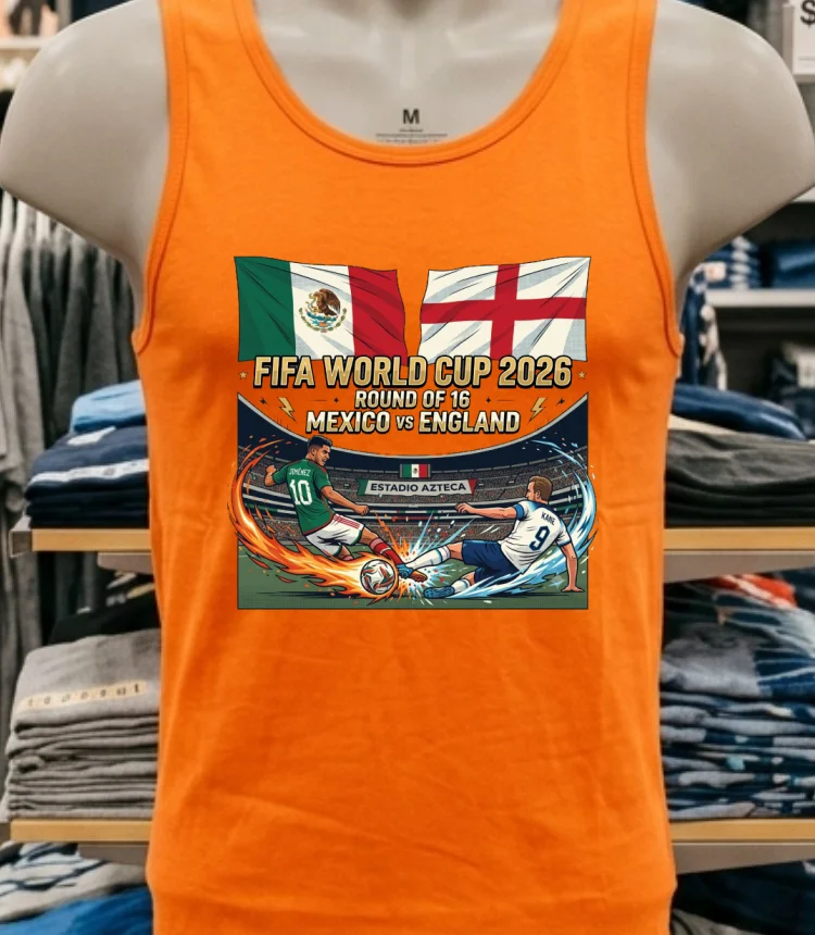Mexico Vs England In The Round Of 16 Of The 2026 World Cup T Shirt - orange-shirt Mexico Vs England In The Round Of 16 Of The 2026 World Cup T Shirt Orange Shirt