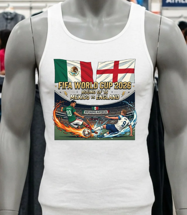 Mexico Vs England In The Round Of 16 Of The 2026 World Cup T Shirt - white-t-shirt Mexico Vs England In The Round Of 16 Of The 2026 World Cup T Shirt White T Shirt 2