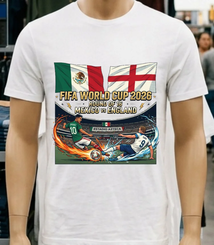 Mexico Vs England In The Round Of 16 Of The 2026 World Cup T Shirt White T Shirt 4