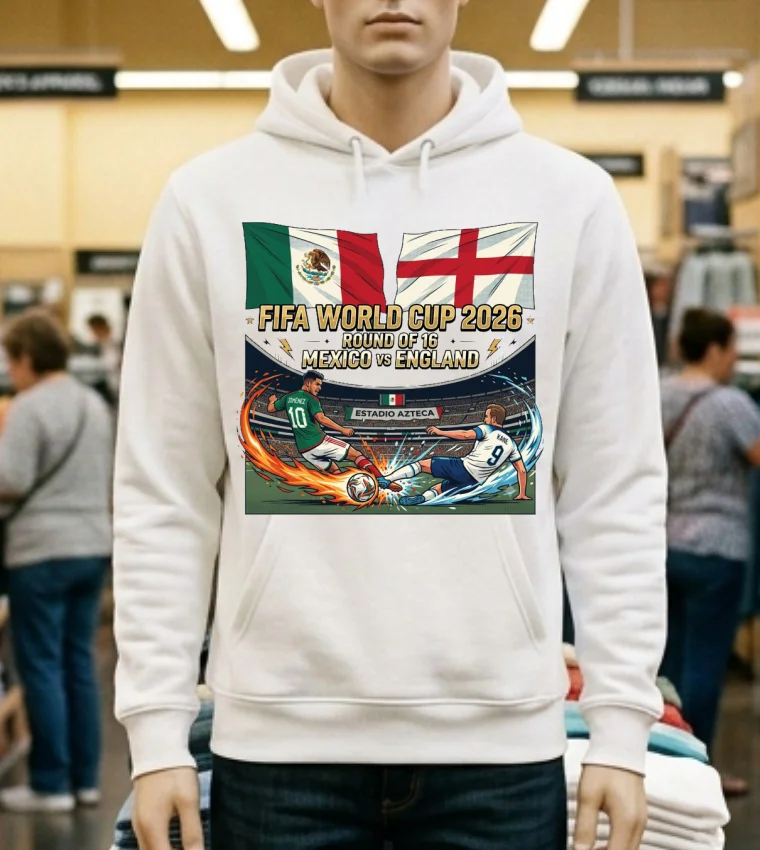 Mexico Vs England In The Round Of 16 Of The 2026 World Cup T Shirt - white-t-shirt Mexico Vs England In The Round Of 16 Of The 2026 World Cup T Shirt White T Shirt