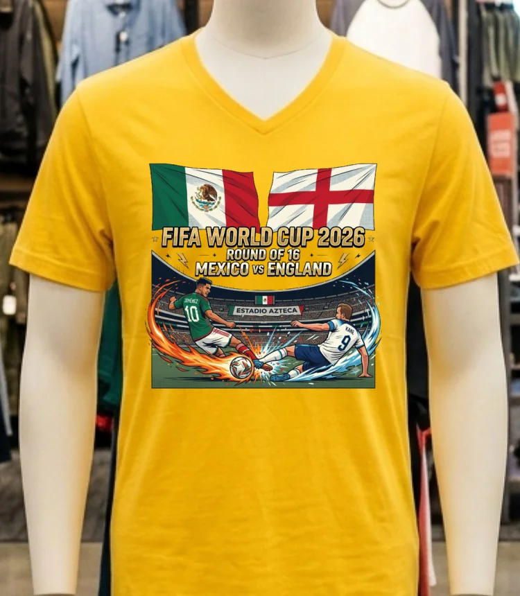 Mexico Vs England In The Round Of 16 Of The 2026 World Cup T Shirt - yellow-t-shirt Mexico Vs England In The Round Of 16 Of The 2026 World Cup T Shirt Yellow T Shirt