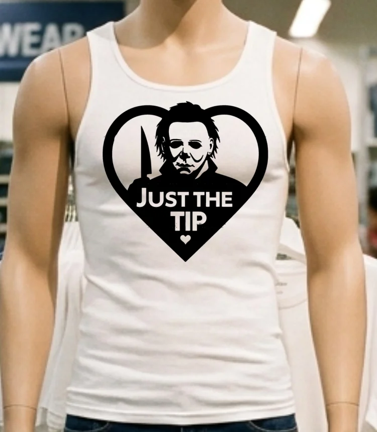 Michael Myers Just The Tip Horror Halloween Quote Shirt - white-t-shirt Michael Myers Just The Tip Horror Halloween Quote Shirt White T Shirt 1