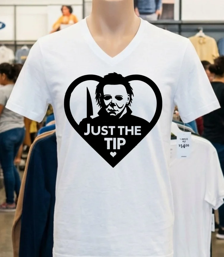 Michael Myers Just The Tip Horror Halloween Quote Shirt - white-t-shirt Michael Myers Just The Tip Horror Halloween Quote Shirt White T Shirt 4