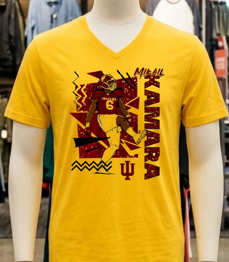 Mikail Kamara Indiana Hoosiers Vintage 90S Style Shirt - yellow-t-shirt Mikail Kamara Indiana Hoosiers Vintage 90s Style Shirt Yellow T Shirt 1