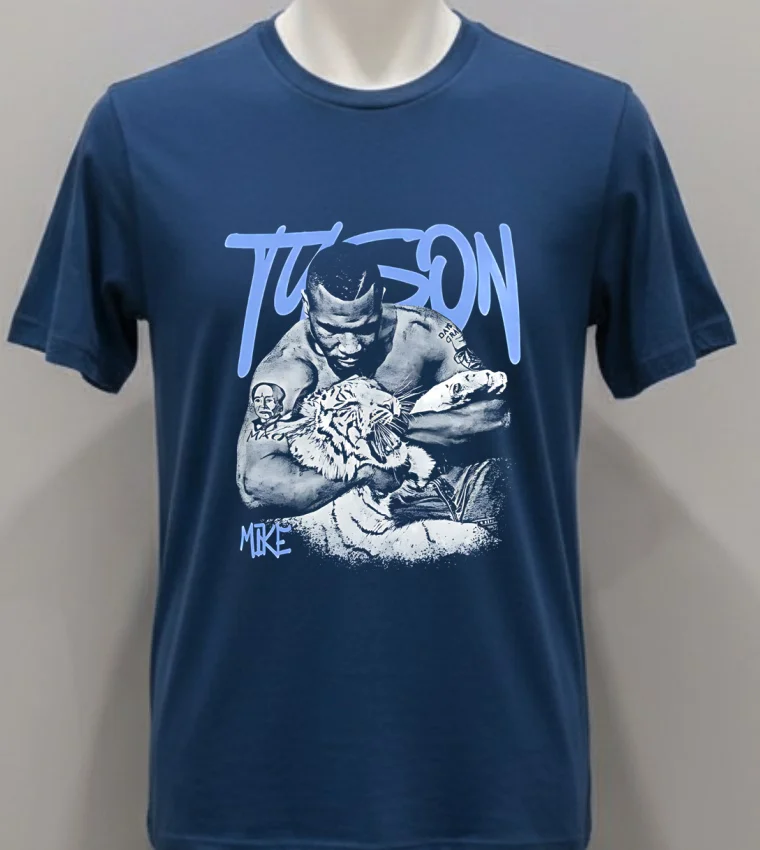 Mike Tyson Boxing Fight Night Graphic Design Retro Shirt - navy-shirt Mike Tyson Boxing Fight Night Graphic Design Retro Shirt Navy Shirt 1