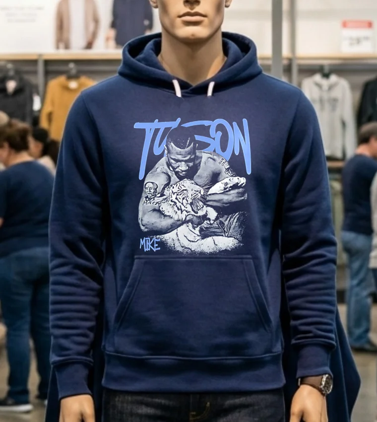 Mike Tyson Boxing Fight Night Graphic Design Retro Shirt - navy-shirt Mike Tyson Boxing Fight Night Graphic Design Retro Shirt Navy Shirt