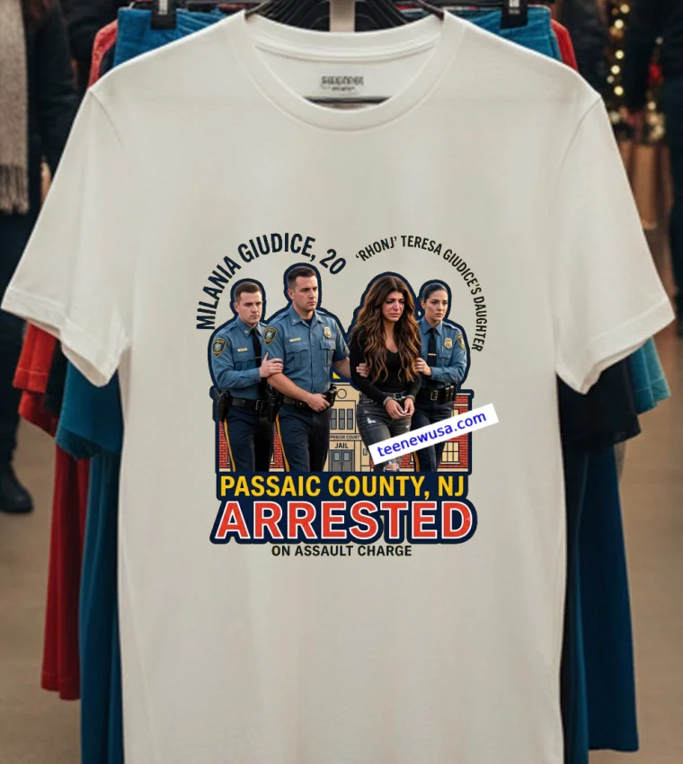 Milania 20 (‘Rhonj’ Star Teresa Giudice’s Daughter) Arrested On Assault Charge T Shirt - white-t-shirt Milania 20 Rhonj Star Teresa Giudices Daughter Arrested On Assault Charge T Shirt White T Shirt