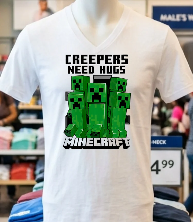 Minecraft Creepers Need Hugs March Shirt - white-t-shirt Minecraft Creepers Need Hugs March Shirt White T Shirt 3