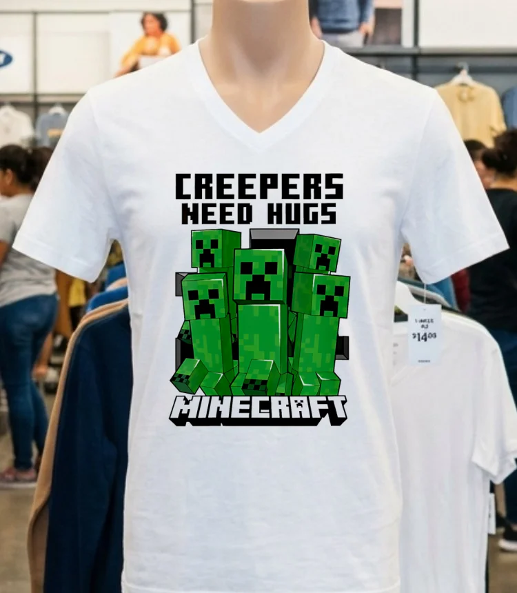 Minecraft Creepers Need Hugs March Shirt - white-t-shirt Minecraft Creepers Need Hugs March Shirt White T Shirt 4