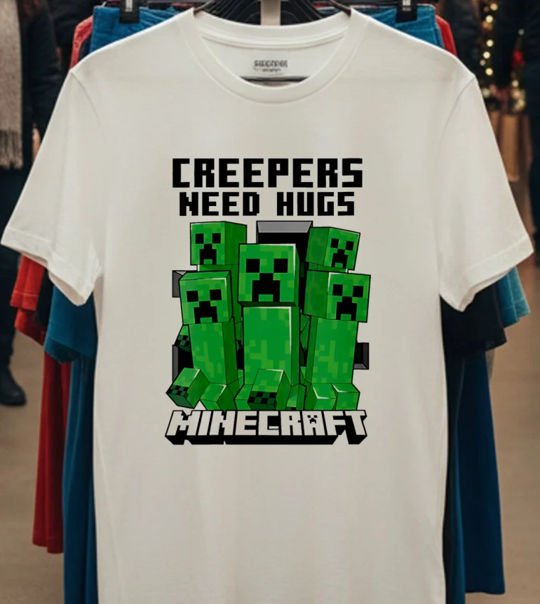 Minecraft Creepers Need Hugs March Shirt - white-t-shirt Minecraft Creepers Need Hugs March Shirt White T Shirt