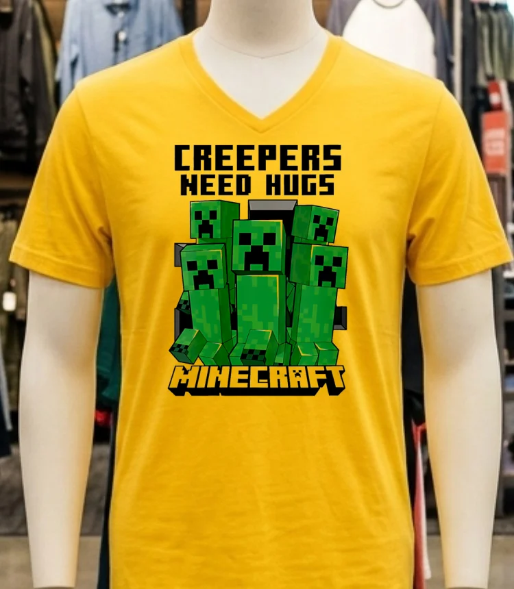Minecraft Creepers Need Hugs March Shirt - yellow-t-shirt Minecraft Creepers Need Hugs March Shirt Yellow T Shirt 1