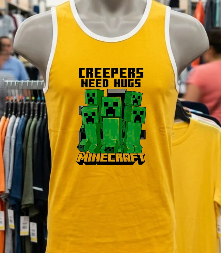 Minecraft Creepers Need Hugs March Shirt - yellow-t-shirt Minecraft Creepers Need Hugs March Shirt Yellow T Shirt