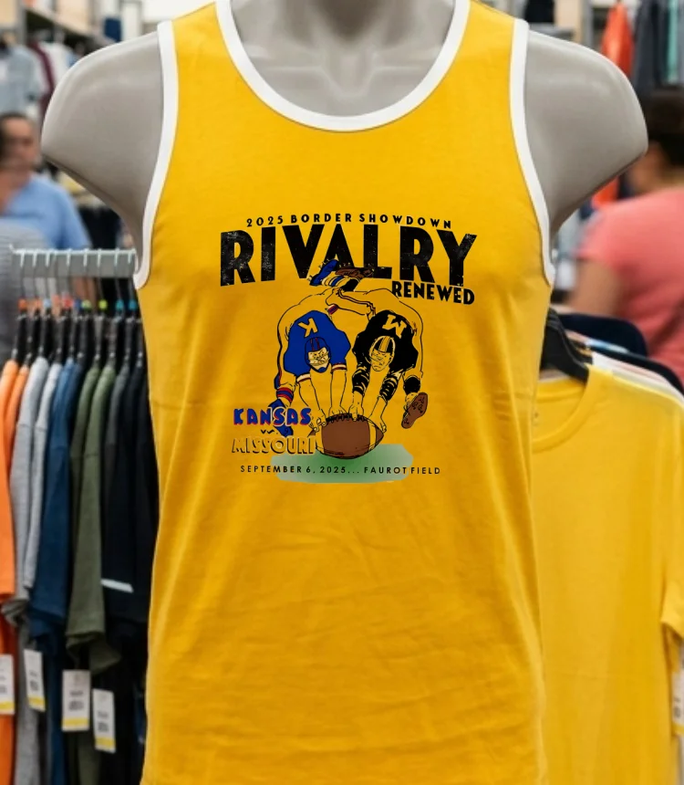 Missouri Tigers Vs Jayhawk Kansas Rivalry Renewed Border Showdown Faurot Field September 2025 Shirt - yellow-t-shirt Missouri Tigers Vs Jayhawk Kansas Rivalry Renewed Border Showdown Faurot Field September 2025 Shirt Yellow T Shirt