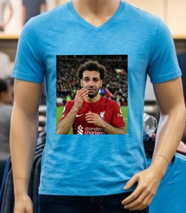 Mohamed Salah Crying Meme T Shirt Blue Shirt
