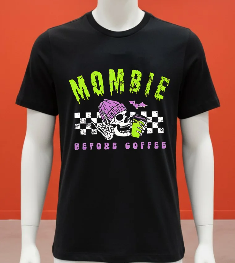 Mombie Before Coffee Spooky Mama Halloween Shirt - balck-shirt Mombie Before Coffee Spooky Mama Halloween Shirt Balck Shirt