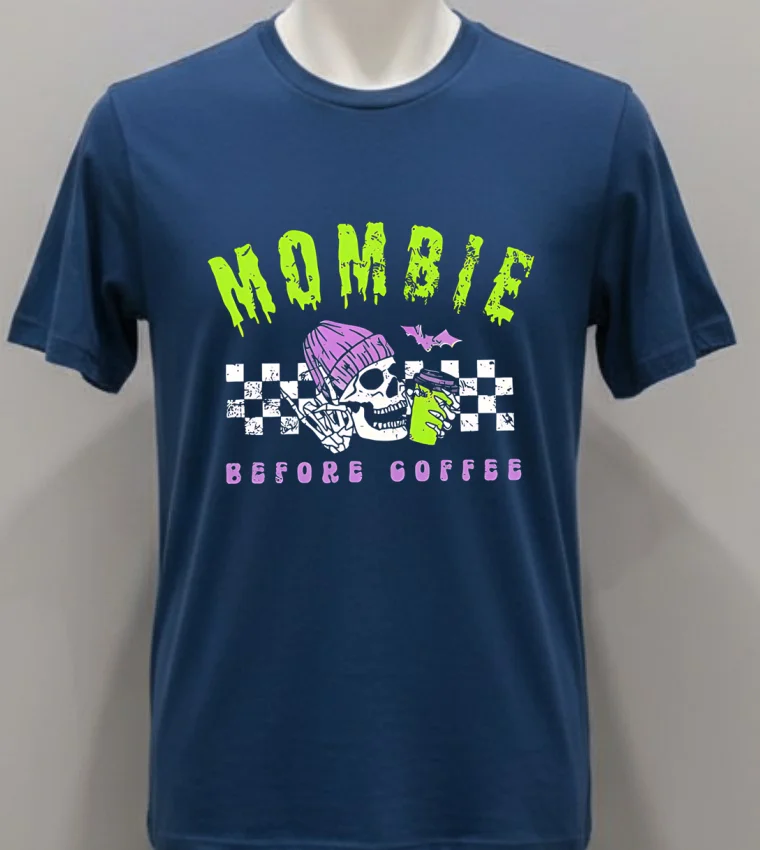 Mombie Before Coffee Spooky Mama Halloween Shirt - navy-shirt Mombie Before Coffee Spooky Mama Halloween Shirt Navy Shirt 1