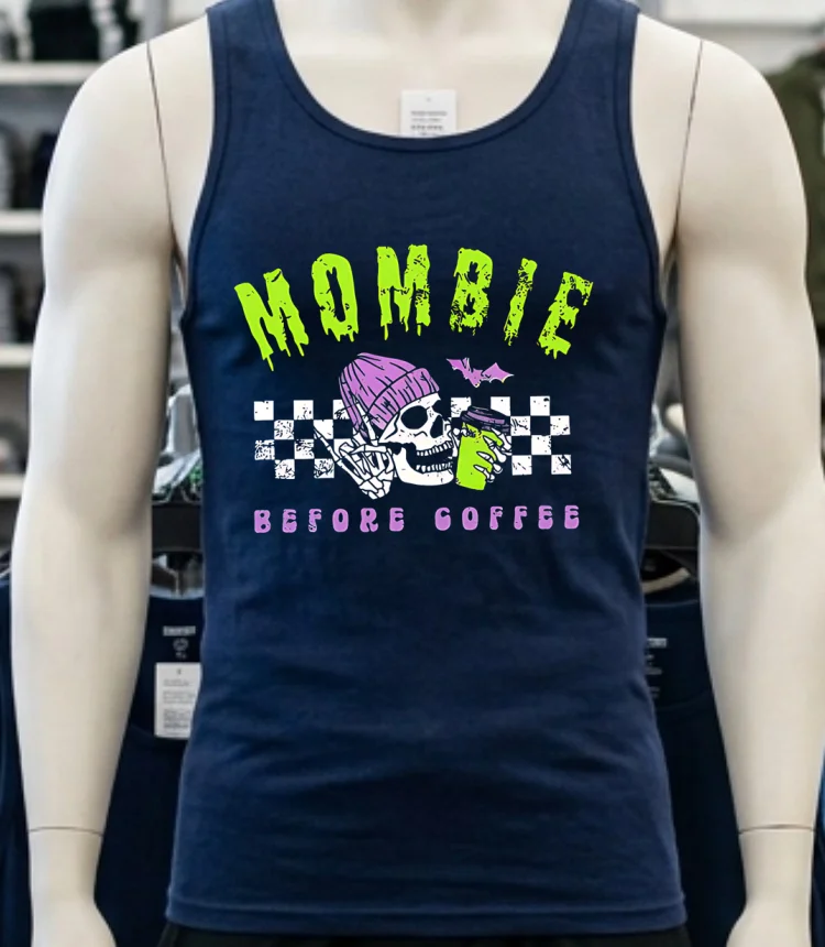 Mombie Before Coffee Spooky Mama Halloween Shirt - navy-shirt Mombie Before Coffee Spooky Mama Halloween Shirt Navy Shirt 3
