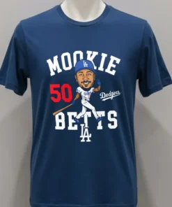 Mookie Betts Royal Los Angeles Dodgers Caricature Number 50 Shirt