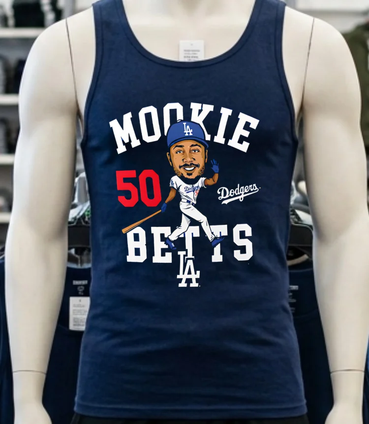 Mookie Betts Royal Los Angeles Dodgers Caricature Number 50 Shirt - navy-shirt Mookie Betts Royal Los Angeles Dodgers Caricature Number 50 Shirt Navy Shirt 3