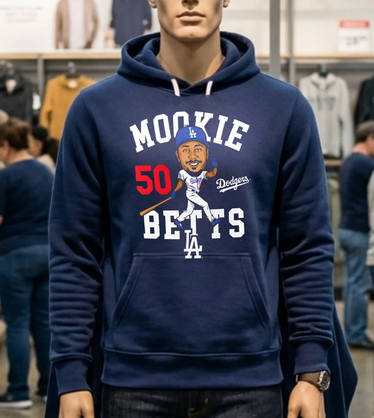 Mookie Betts Royal Los Angeles Dodgers Caricature Number 50 Shirt Navy Shirt