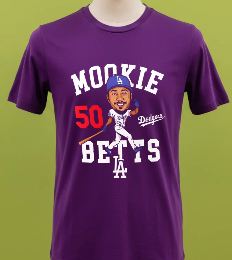 Mookie Betts Royal Los Angeles Dodgers Caricature Number 50 Shirt - purple-shirt Mookie Betts Royal Los Angeles Dodgers Caricature Number 50 Shirt Purple Shirt