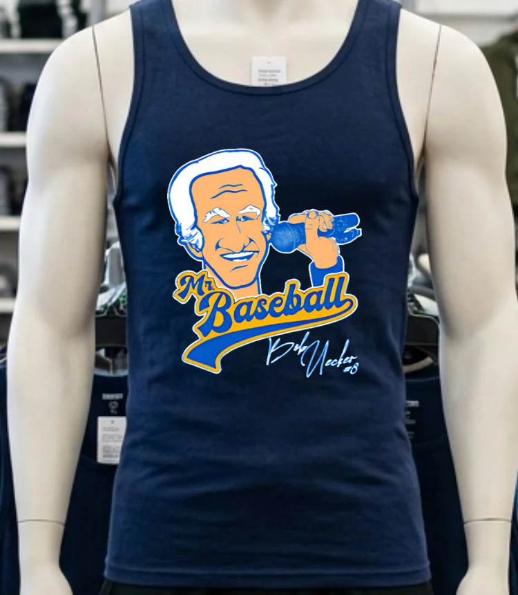 Mr Baseball Milwaukee Brewers Bob Uecker Baseball Cartoon Shirt Navy Shirt 3
