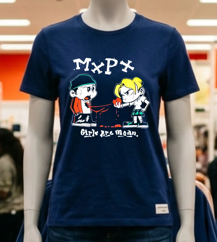 Mxpx Girls Are Mean Cartoon Shirt - navy-shirt Mxpx Girls Are Mean Cartoon Shirt Navy Shirt 2