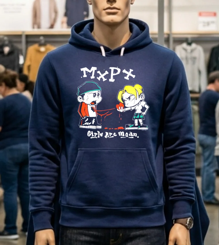 Mxpx Girls Are Mean Cartoon Shirt Navy Shirt