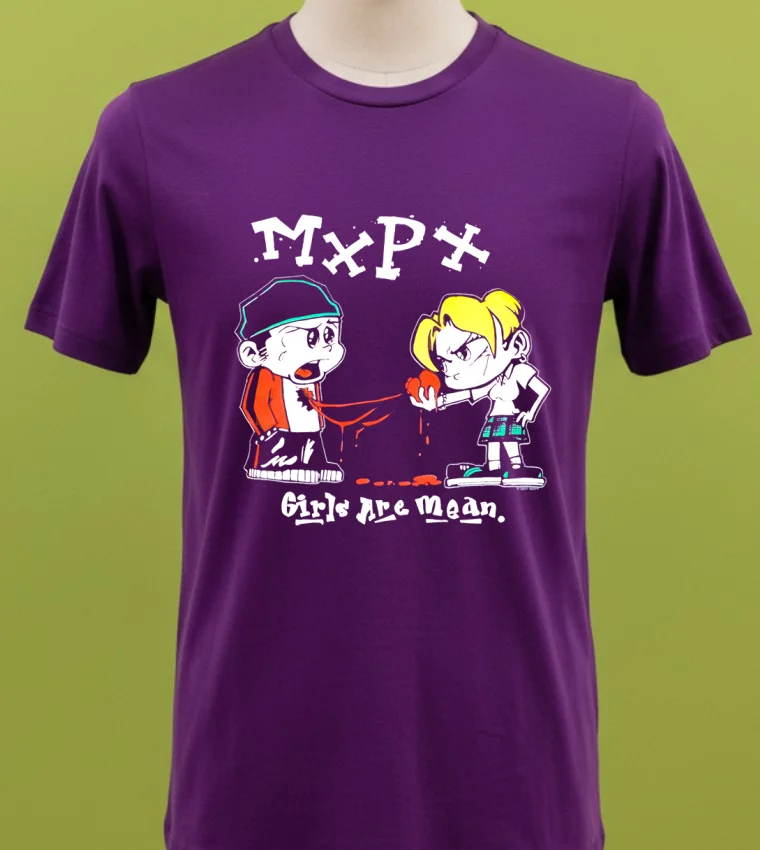 Mxpx Girls Are Mean Cartoon Shirt - purple-shirt Mxpx Girls Are Mean Cartoon Shirt Purple Shirt