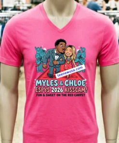 Myles Garrett Kisses Chloe Kim As They Walk 2026 Espys Red Carpet T Shirt