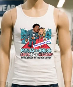 Myles Garrett Kisses Chloe Kim As They Walk 2026 Espys Red Carpet T Shirt
