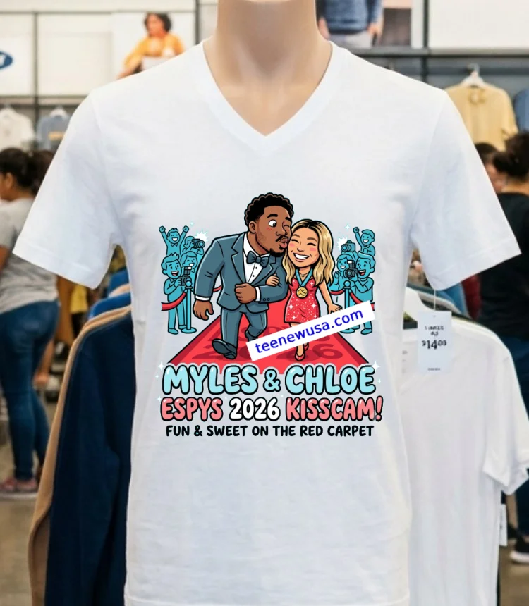 Myles Garrett Kisses Chloe Kim As They Walk 2026 Espys Red Carpet T Shirt - white-t-shirt Myles Garrett Kisses Chloe Kim As They Walk 2026 Espys Red Carpet T Shirt White T Shirt 2