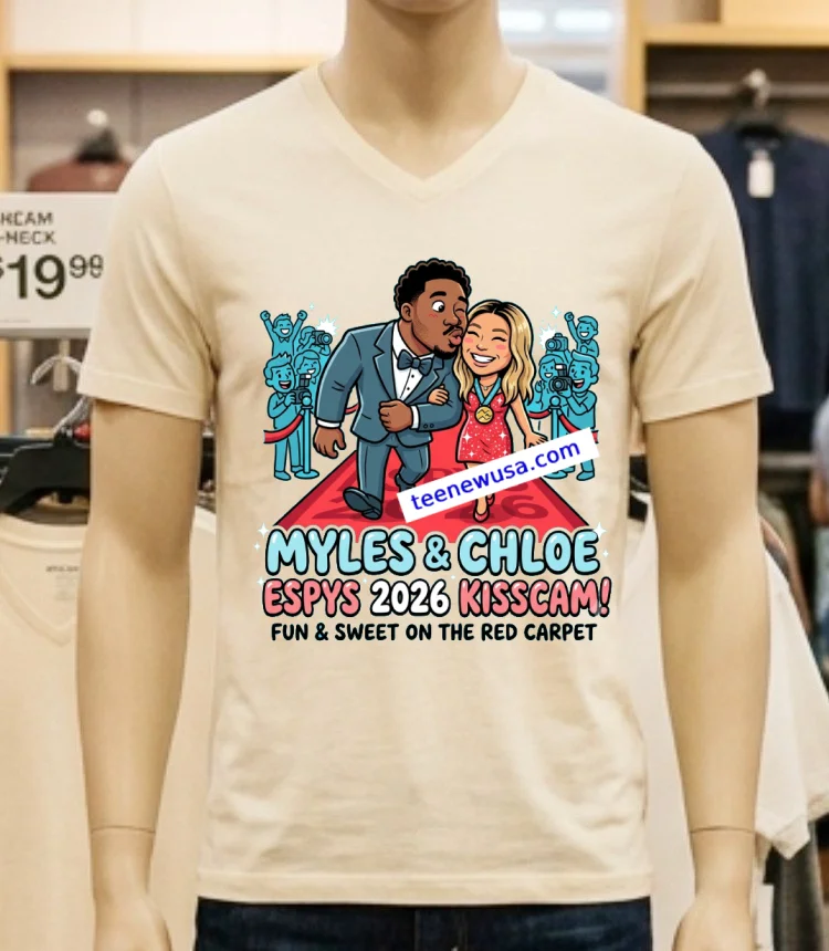 Myles Garrett Kisses Chloe Kim As They Walk 2026 Espys Red Carpet T Shirt - white-t-shirt Myles Garrett Kisses Chloe Kim As They Walk 2026 Espys Red Carpet T Shirt White T Shirt