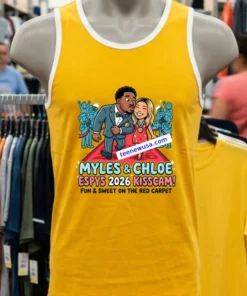 Myles Garrett Kisses Chloe Kim As They Walk 2026 Espys Red Carpet T Shirt