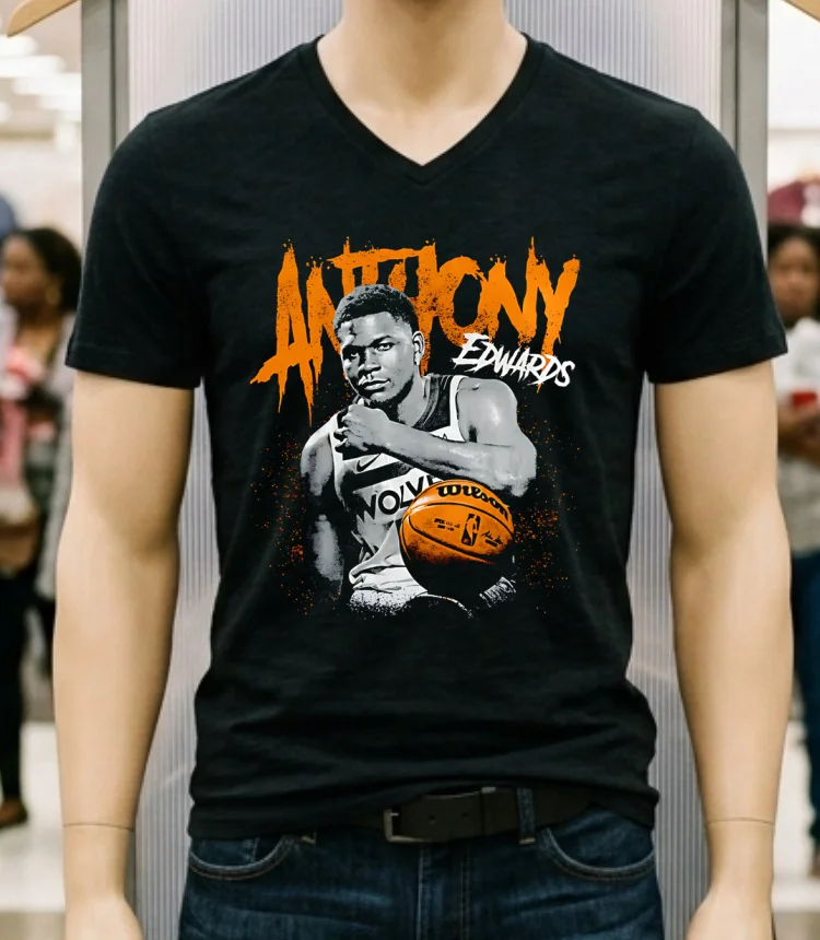 Nba Anthony Edwards Basketball Retro Shirt - balck-shirt Nba Anthony Edwards Basketball Retro Shirt Balck Shirt 1